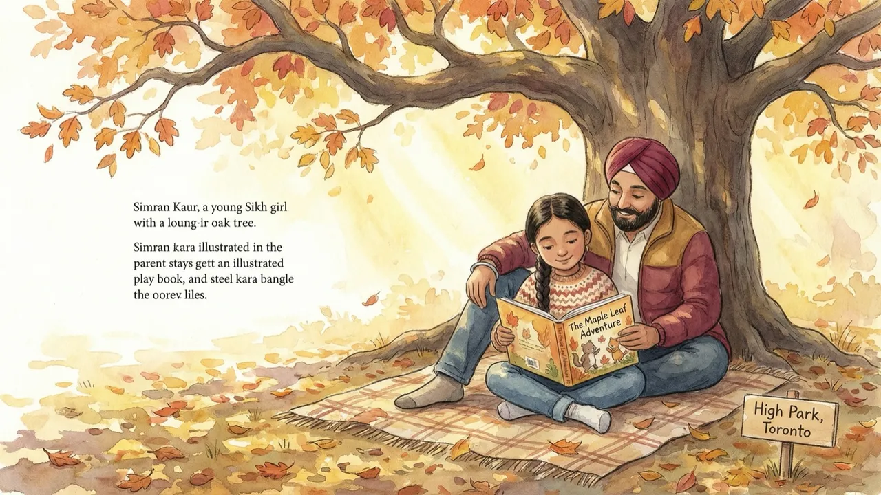 Simran Kaur reading a book under the oak tree in High Park, Toronto