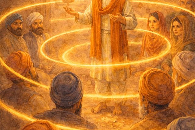 Pandit Hardayal holding the sacred thread