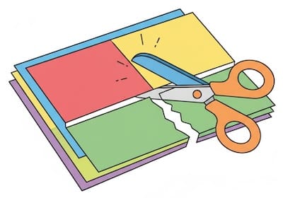 Step 2: Cutting along the folded line with scissors