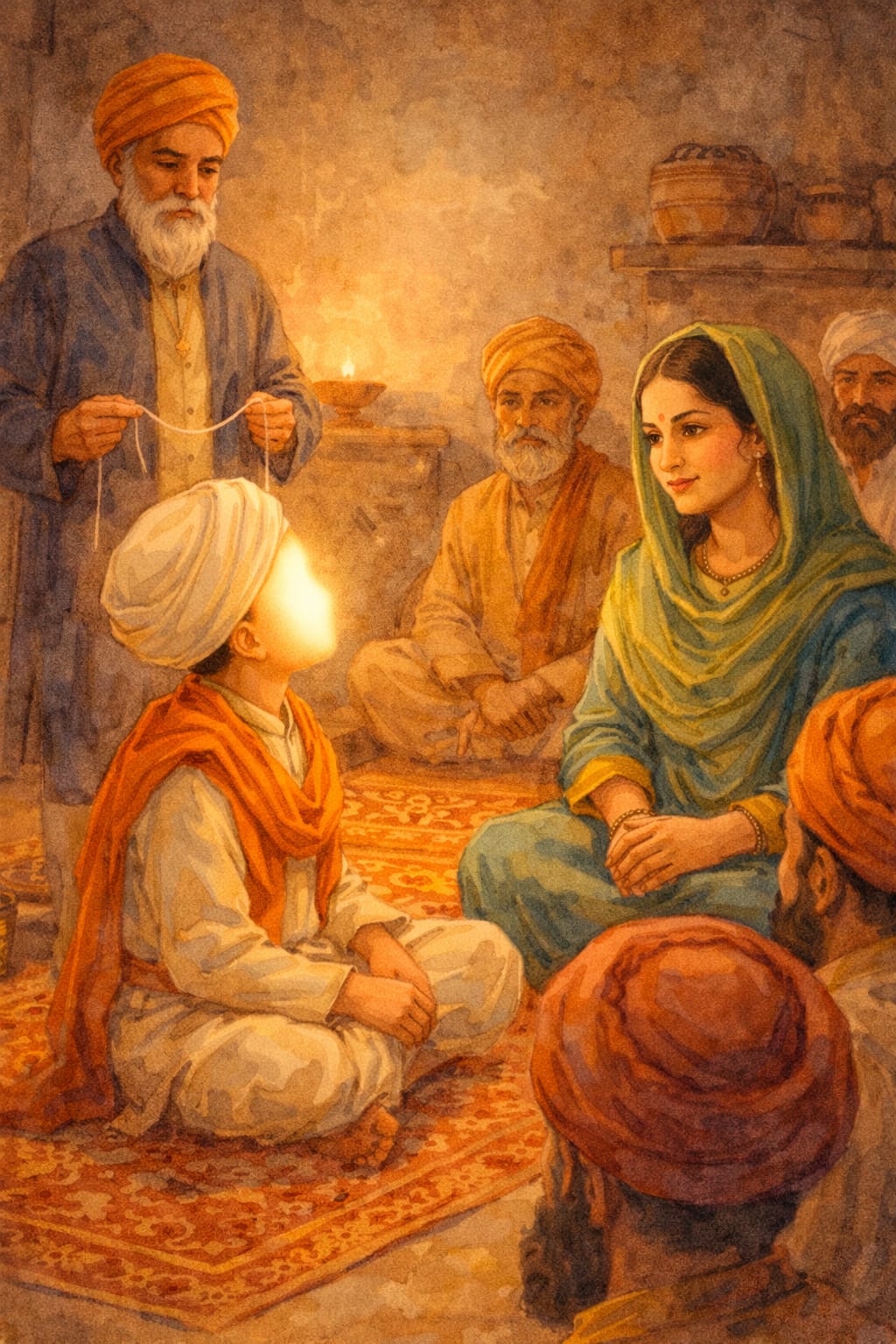 The janeu ceremony with family and friends gathered