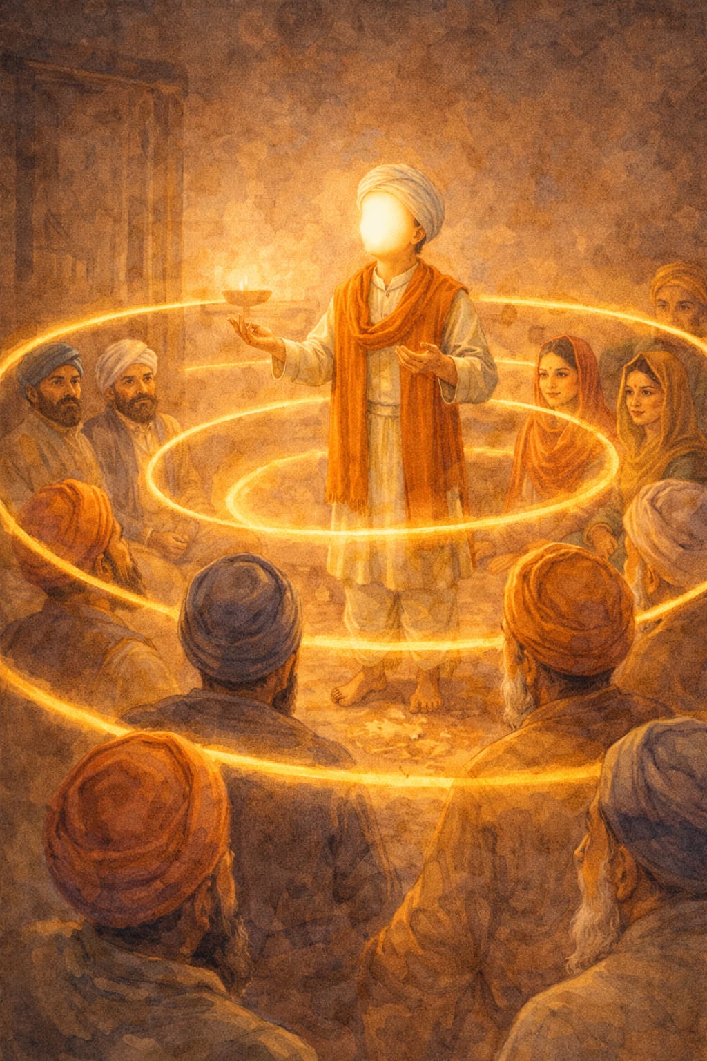 Pandit Hardayal holding the sacred thread