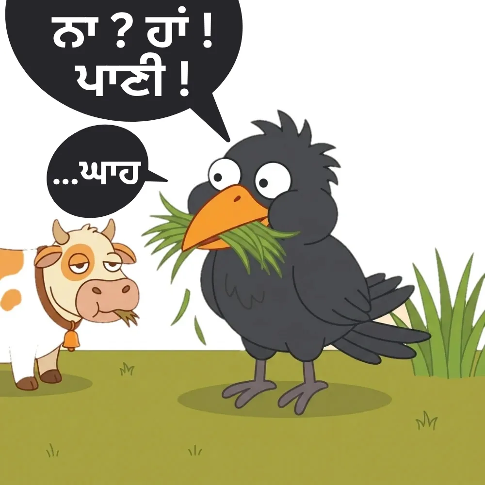 ਨਾ? ਹਾਂ! ਪਾਣੀ! …ਘਾਹ