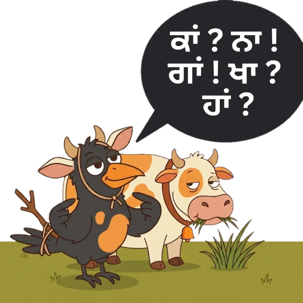 ਕਾਂ? ਨਾ! ਗਾਂ! ਖਾ? ਹਾਂ?