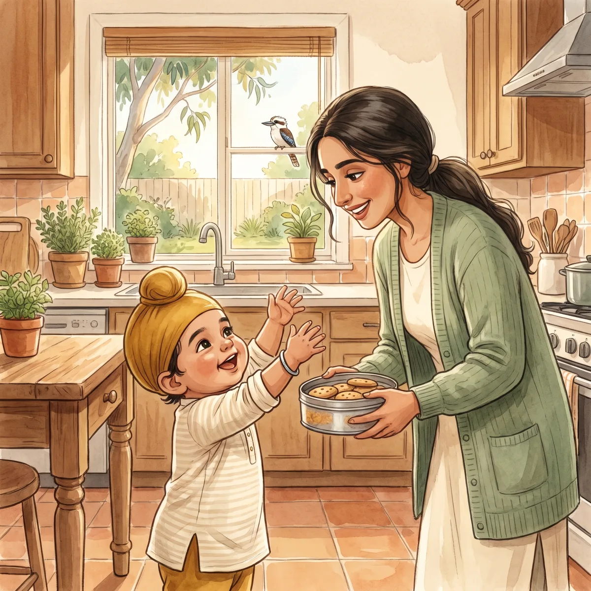 The Boy Who Loved to Ask — ਵੀਰ ਅਜੇ ਨਿੱਕਾ ਜਿਹਾ ਸੀ। ਤੇ ਵੀਰ ਨੂੰ ਨਿੱਕੀਆਂ-ਨਿੱਕੀਆਂ ਚੀਜ਼ਾਂ ਮੰਗਣਾ ਬਹੁਤ ਪਸੰਦ ਸੀ। "ਮਾਤਾ ਜੀ, ਮੈਨੂੰ ਇੱਕ ਬਿਸਕੁਟ ਦਿਓ!" "ਪਿਤਾ ਜੀ, ਮੈਨੂੰ ਮੋਢਿਆਂ ਉੱਤੇ ਚੁੱਕ ਲਓ!" "ਇੱਕ ਹੋਰ ਕਹਾਣੀ ਸੁਣਾਓ!" ਤੇ ਬਹੁਤੀ ਵਾਰ, ਜੋ ਉਹ ਮੰਗਦਾ, ਉਹਨੂੰ ਮਿਲ ਜਾਂਦਾ।