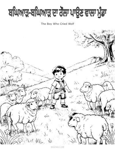 The Boy Who Cried Wolf coloring sheet preview