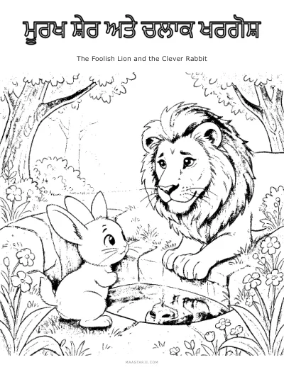 The Foolish Lion and the Clever Rabbit coloring sheet preview