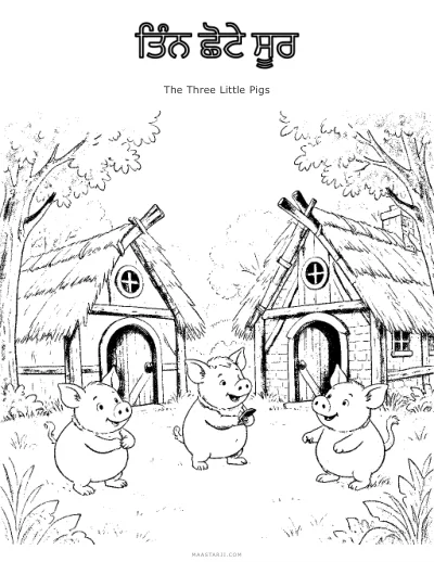 The Three Little Pigs coloring sheet preview