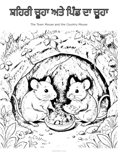 The Town Mouse and the Country Mouse coloring sheet preview